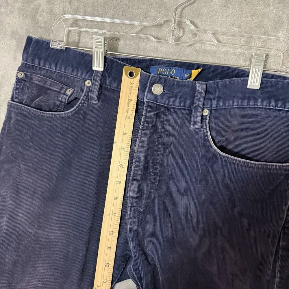 Polo Ralph Lauren Varick Pants 34x34 (Inseam 31.5) Blue Corduroy Straight Slim